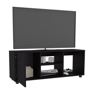 English Elm Adel 51" TV Stand for Up to 60" TVs — Black MDF Media Console with 4 Shelves, Cabinet & Cable Management B200P286983