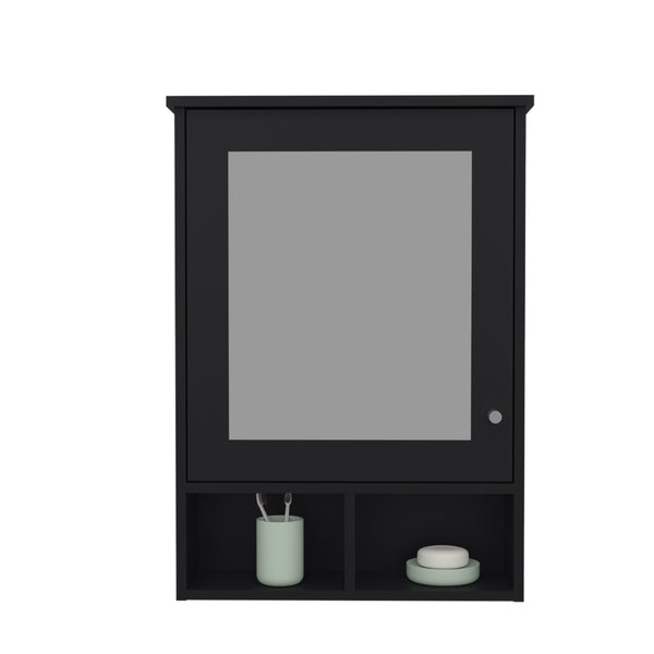 English Elm Medicine Compact Wall Cabinet with Mirror Door, Engineered Wood Storage, Durable, Space-Saving Design Black 34.65 L x 23.23 W x 4.72 H B097P250881