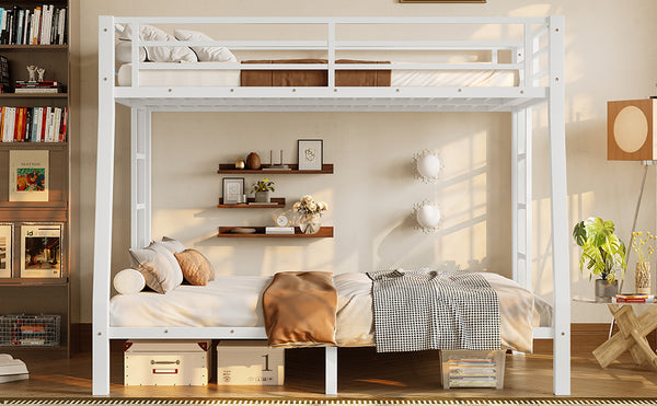 English Elm Metal Full Xl Over Queen Bunk Bed – Space-Saving, Durable Steel Frame, No Box Spring Needed, Easy Setup W1580S00288