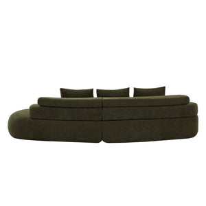 English Elm 122" Curved Modular Sectional Sofa Cloud Fill Polyester Upholstered Living Room Seating Olive Green N771P396326L_N771P396327L