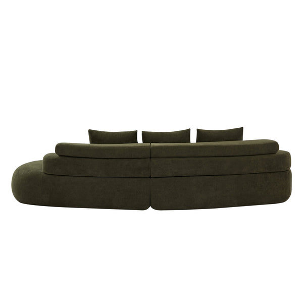 English Elm 122" Curved Modular Sectional Sofa Cloud Fill Polyester Upholstered Living Room Seating Olive Green N771P396326L_N771P396327L