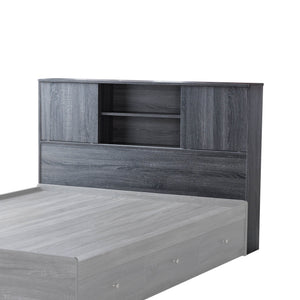 English Elm Twin Bookcase Headboard Freestanding Storage Unit with Sliding Doors and Open Cubbies B107P355259