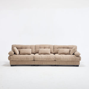 English Elm Modular Cloud Sectional Sofa Flannelette Deep Seat Couch for Living Room with Pillows Light Brown W2120S00030