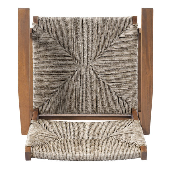 English Elm Durable Outdoor Dining Chairs Acacia Wood Handwoven Wicker Patio Set of Two Brown N770P345267D