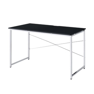 English Elm Rectangular Desk with Sleek Metal Frame and Durable Rectangular Top for Modern Home Office Workspaces Black,Chrome B016P329793