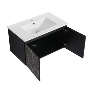 English Elm 30'' Floating Wall-Mounted Bathroom Vanity With Ceramic Sink & Soft-Close Doors For Modern Spaces P3 W999S00211-GIGA