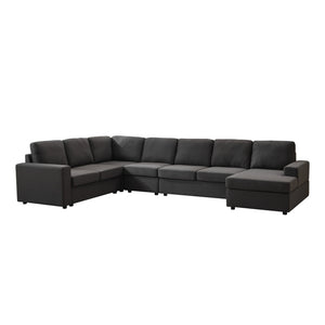 English Elm Large Modular L Shaped Sectional Sofa with Plush Cushions for Contemporary Living Rooms B2730S00053