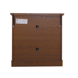 English Elm Elegant Mirrored Sideboard with Butterfly Carved Doors Wood Grain Finish Dining Storage Dark Oak W2899P372743