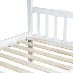 English Elm Twin Over Twin Bunk Bed With Trundle - Space-Saving, Convertible Design With Safety Guardrails, White Finish W504S00157-GIGA