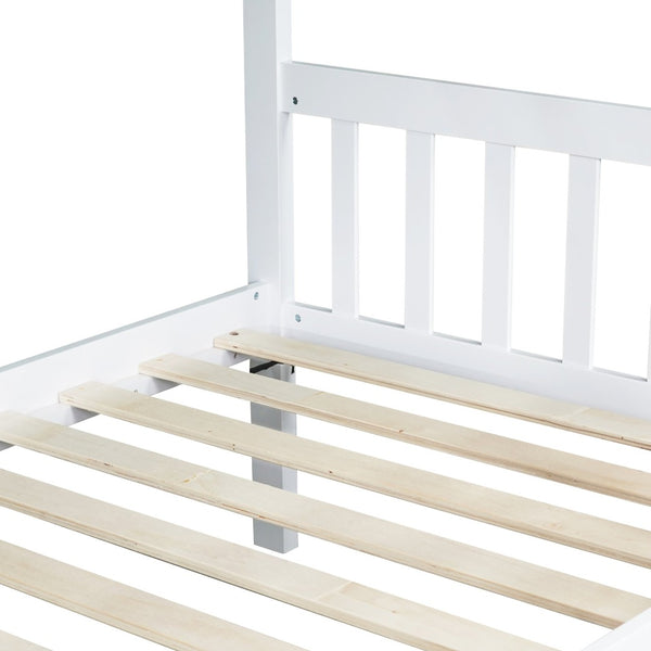 English Elm Twin Over Twin Bunk Bed With Trundle - Space-Saving, Convertible Design With Safety Guardrails, White Finish W504S00157-GIGA