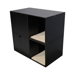 English Elm 35.83" Modern Black Cat Litter Box Enclosure with Durable PB/MDF Build and Corrugated Scratch Pad W1412P271585