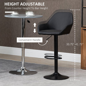 English Elm Homcom Modern Adjustable Bar Stools Set Of 2, Swivel Pu Leather With Footrest For Kitchen & Dining W2225P217149
