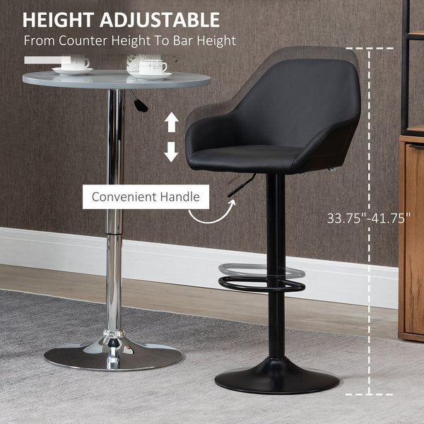 English Elm Homcom Modern Adjustable Bar Stools Set Of 2, Swivel Pu Leather With Footrest For Kitchen & Dining W2225P217149