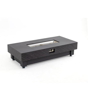 English Elm 60-INCH Modern Fire Pit Table with Stainless Steel Burner, Rain Cover, Propane Heater for Patio Gatherings Black,Stone Gray W3131P333709