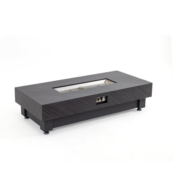 English Elm 60-INCH Modern Fire Pit Table with Stainless Steel Burner, Rain Cover, Propane Heater for Patio Gatherings Black,Stone Gray W3131P333709