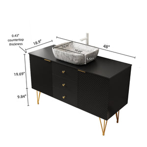 English Elm Gema 48” Stylish Bathroom Vanity With Ceramic Vessel Sink, Gold Legs, Pre-Assembled Storage Cabinet W2615S00285