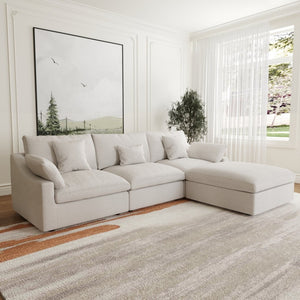 English Elm Sky Cloud Slope Sectional Sofa – Modular Linen L-Shaped Design With Washable Covers & Comfort B341S00029-GIGA