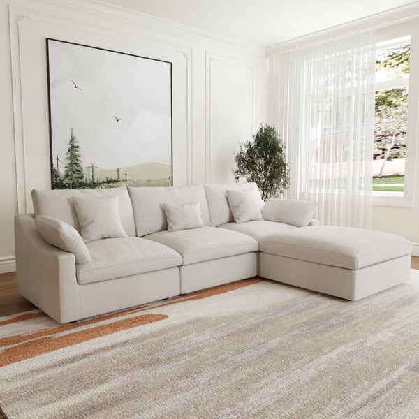 English Elm Sky Cloud Slope Sectional Sofa – Modular Linen L-Shaped Design With Washable Covers & Comfort B341S00029-GIGA