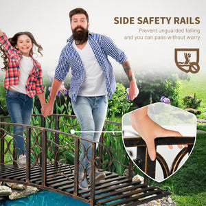 English Elm Outsunny Steel Arch Garden Bridge with Vine Motifs Powder Coated for Outdoor Use W2225P229224