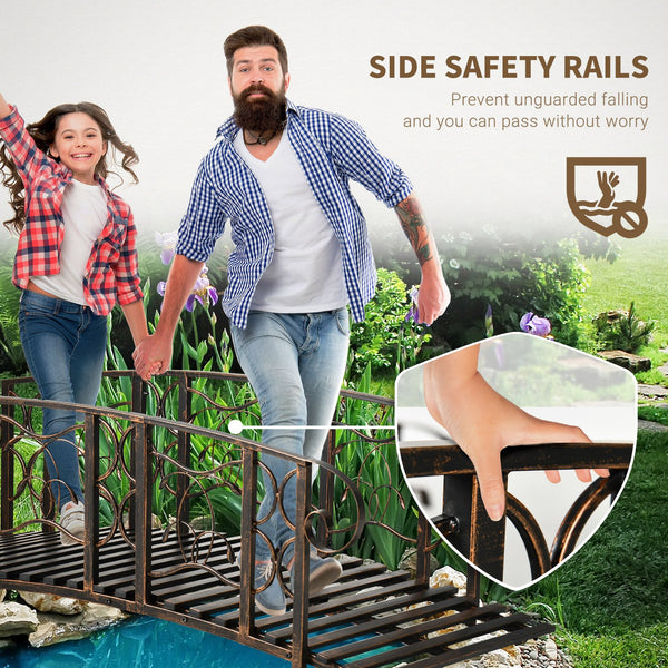 English Elm Outsunny Steel Arch Garden Bridge with Vine Motifs Powder Coated for Outdoor Use W2225P229224