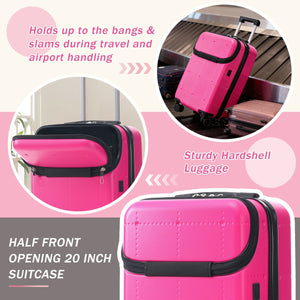 English Elm Luggage 5 Piece Hardside Abs Set with Front Access Carry on and Tsa Spinner Wheels Pink N732P391557F