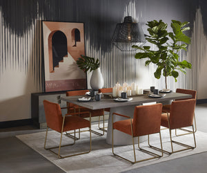 Sunpan Cavallini 79" Contemporary Dining Table - Sleek Light Grey Concrete Design for Indoor & Outdoor Spaces