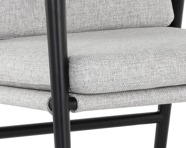 Sunpan Meadow Dining Armchair - Timeless Vault Fog Design With Sturdy Oak & Easy-clean Performance Fabric Grey Fabric 110599