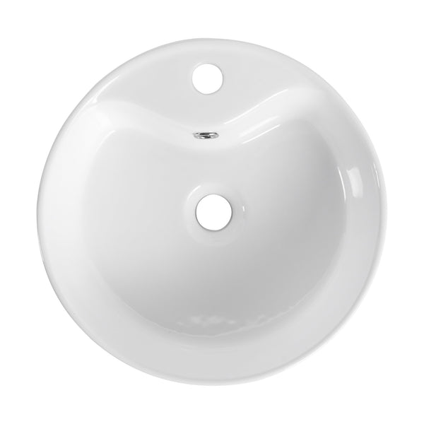 English Elm Ceramic Above-Counter Bathroom Sink Basin - Elegant Glossy White Design For Modern Spaces W999P363287