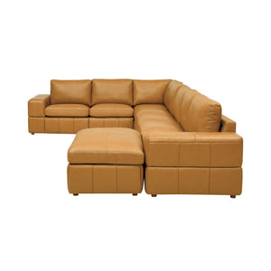 English Elm Large Square Arm Top Grain Leather Modular Sectional for Open Concept Living Rooms Ginger B2748S00132