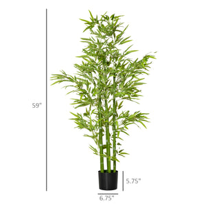 English Elm HOMCOM 5FT Artificial Bamboo Tree in Nursery Pot with 924 Realistic Leaves, Low-Maintenance Green Décor W2225P217276