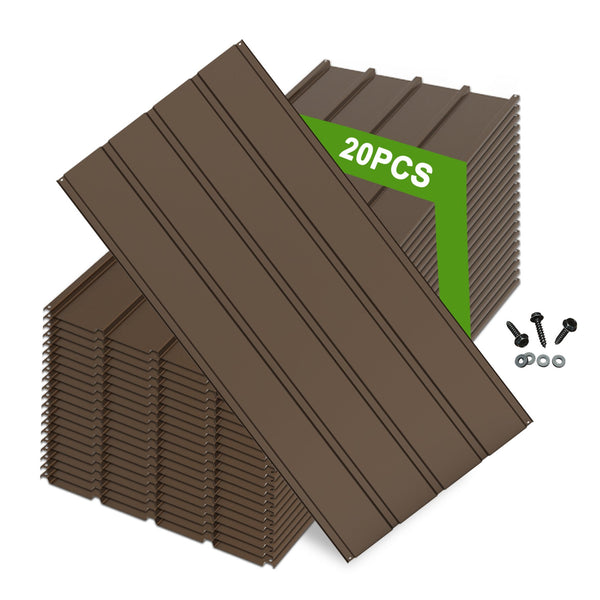 English Elm 20 Corrugated Metal Roofing Panels 3.54ft x1.64ft Galvanized DIY-Friendly Durable Weatherproof Panels Brown W1859P386933