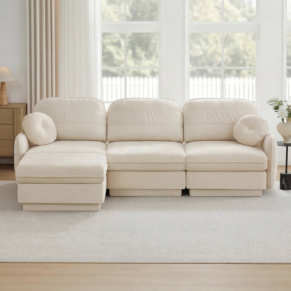 English Elm 105" Chenille Cloud Sofa Deep Seat Three Seater with Quilted Back for Living Room W714S01751