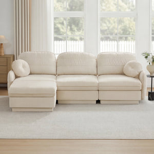 English Elm 105" Chenille Cloud Sofa Deep Seat Three Seater with Quilted Back for Living Room W714S01751