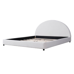 English Elm Christopher Knight Home® - King Size Bed Frame With Chic Boucle Upholstered Round Headboard For Modern Bedroom Elegance N757K327030W