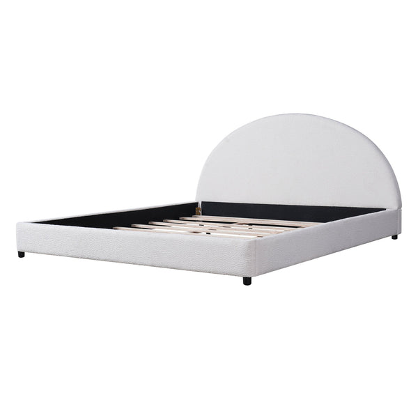 English Elm Christopher Knight Home® - King Size Bed Frame With Chic Boucle Upholstered Round Headboard For Modern Bedroom Elegance N757K327030W