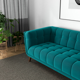 English Elm Ashcroft Furniture - Addison Small Teal Velvet Sofa