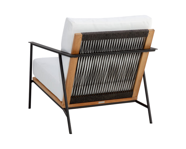 Sunpan Milan Armchair - Modern Outdoor Lounge Chair with Teak Wood, Weather-Resistant Fabric & Black Frame