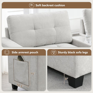 English Elm [new U-shaped Chenille Sectional Six Seat Tufted Couch with Usb Charging Storage Light Gray N723S1191K