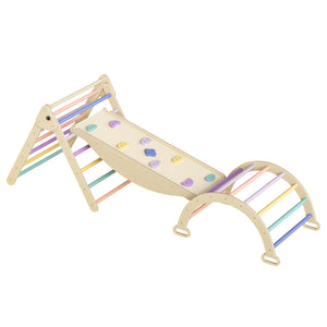 English Elm 5 in 1 Pikler Triangle Wooden Climbing Set Montessori Toddler Indoor Play Gym T3210P426420