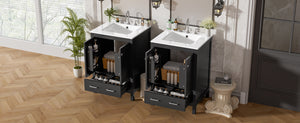 English Elm 48-Inch Modern Bathroom Vanity with Dual Ceramic Sinks, Ample Soft-Close Storage and Stylish Design Black N729P000009B