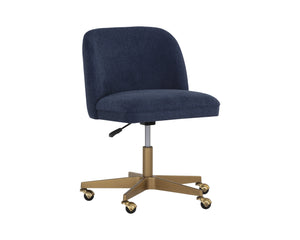 Sunpan Kenna Office Chair - Modern Minimalist Design with Adjustable Height and Gold Steel Base for Mobility Belfast Navy