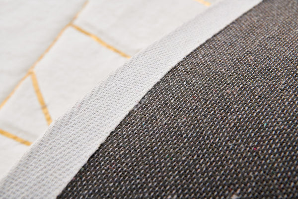 English Elm Luxury Plush Faux Fur Area Rug - Machine Washable White & Gold Geometric Design For Modern Spaces B030P233686