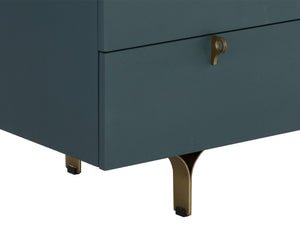 Sunpan Celine Dresser - Elegant Rubberwood Design with Antique Brass Feet for a Stunning Bedroom Upgrade Teal