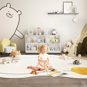 English Elm Wooden Five Cube Open Organizer Low Profile Montessori Bookshelf for Playroom or Nursery White T3210P476850