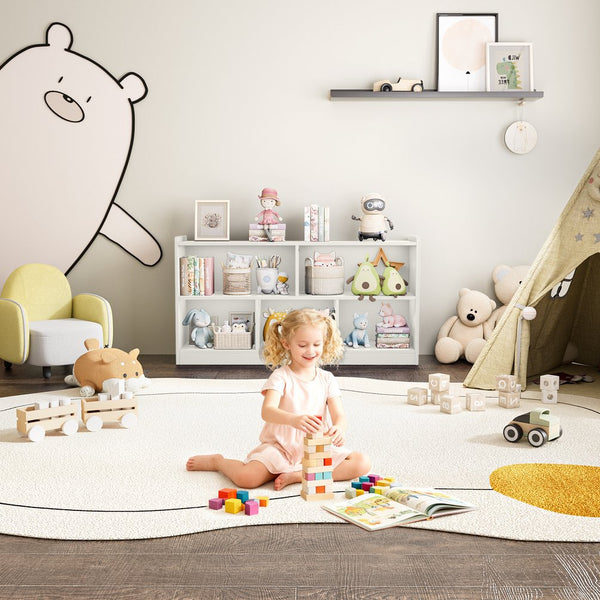 English Elm Wooden Five Cube Open Organizer Low Profile Montessori Bookshelf for Playroom or Nursery White T3210P476850