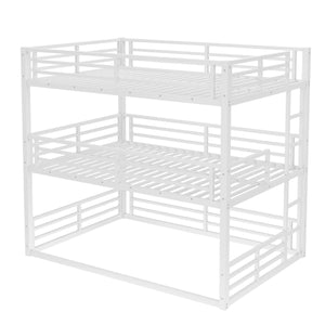 English Elm Full Triple Bunk Bed - Sturdy Metal Frame With Safety Guardrails, Space-Saving, Noise-Reducing Design W1580S00166