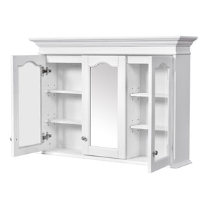 English Elm 40" Medicine Cabinet with Mirror, 6 Adjustable Shelves, Wall-Mounted Bathroom Organizer, White Modern Design N710P264317K
