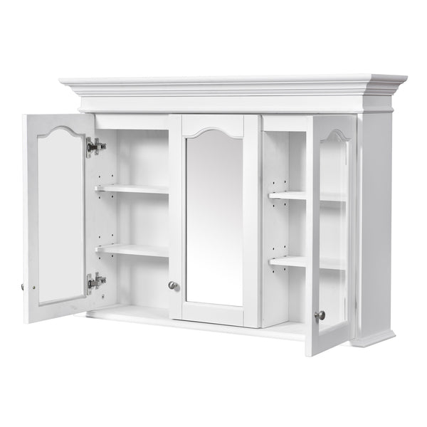 English Elm 40" Medicine Cabinet with Mirror, 6 Adjustable Shelves, Wall-Mounted Bathroom Organizer, White Modern Design N710P264317K