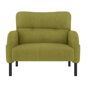 English Elm UNITED Corduroy Accent Chair with Ergonomic Curve, High-Density Foam Seat & Dual Side Pockets for Cozy Living Spaces Olive Green W1568P307261