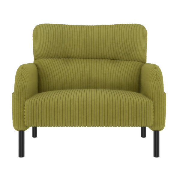 English Elm UNITED Corduroy Accent Chair with Ergonomic Curve, High-Density Foam Seat & Dual Side Pockets for Cozy Living Spaces Olive Green W1568P307261